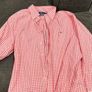 Vineyard Vines Pink Gingham Casual Button Down Shirt